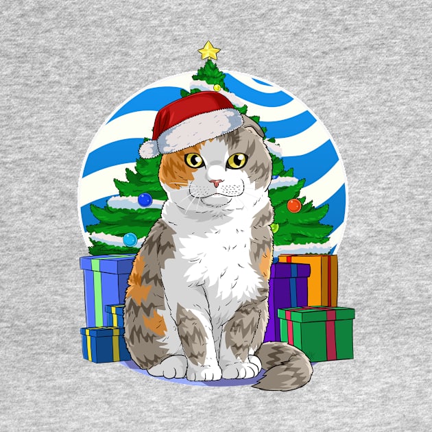 Scottish Fold Cat Santa Christmas Gift by Noseking